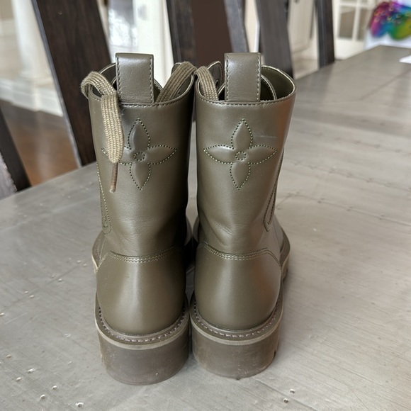 Louis Vuitton green khaki combat military weather boot bootie sz 38 with box - Picture 7 of 10